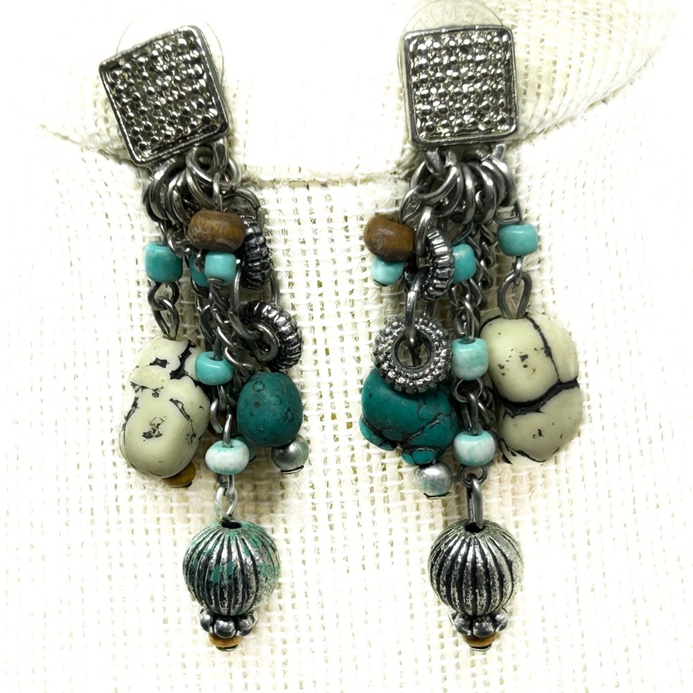 Premier Design Blue Beaded Dangle Earrings‎